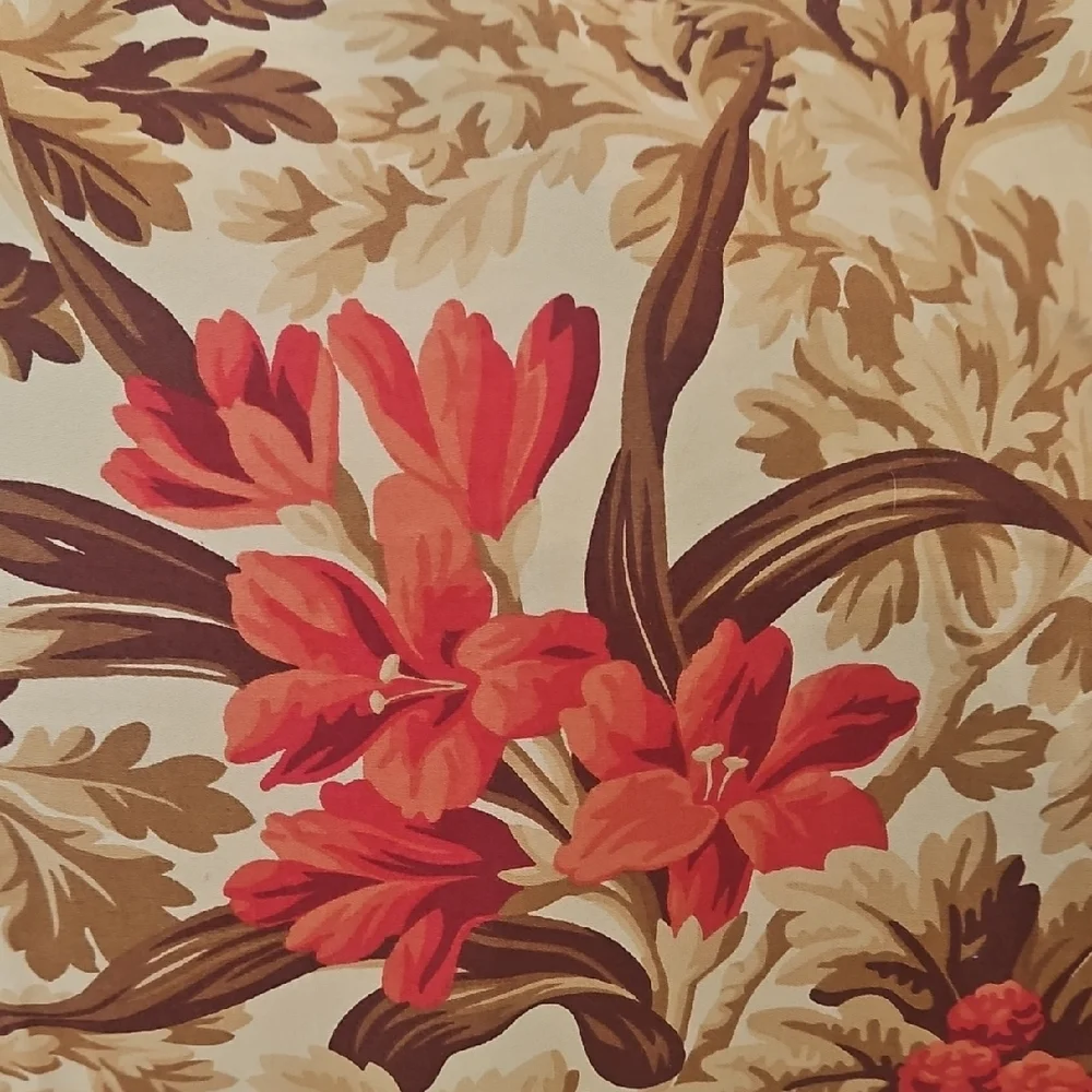 Eddie Bauer Home Red Brown Floral Cotton King Pillow Sham